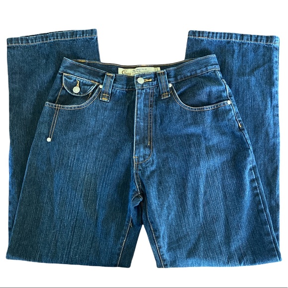 Chams Jeans Dark Wash Contrast Stitching Button Pocket 32x30 F - Picture 1 of 7